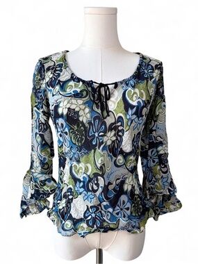 Charlotte Russe Vintage Y2K Groovy Floral Patterned Blouse Whimsy Early 2000s
